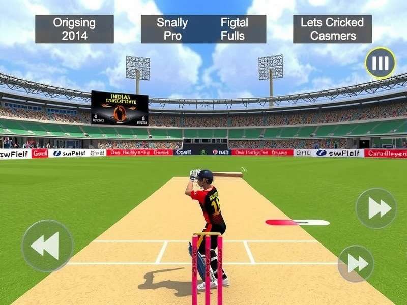 Virtual Cricket Ace - Realistic Gameplay Virtual Cricket Ace gameplay showing batting action in an Indian stadium