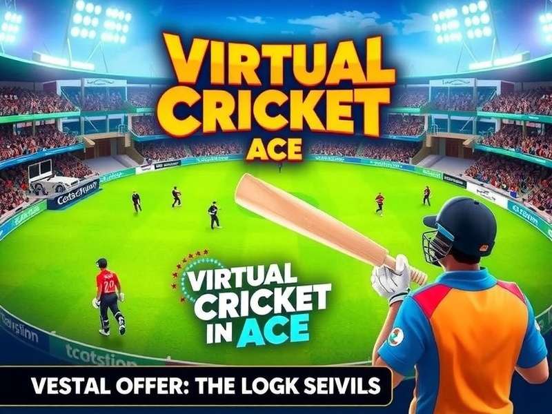 Virtual Cricket Ace - Official Cover Art Virtual Cricket Ace game cover showing Indian stadium with players