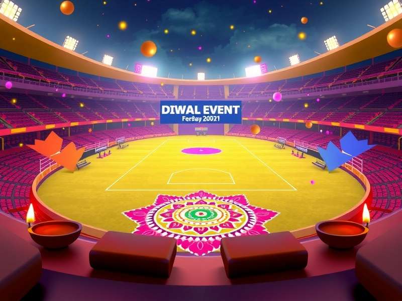 Virtual Cricket Ace - Diwali Celebration Event Virtual Cricket Ace Diwali event with stadium decorated with diyas and rangoli